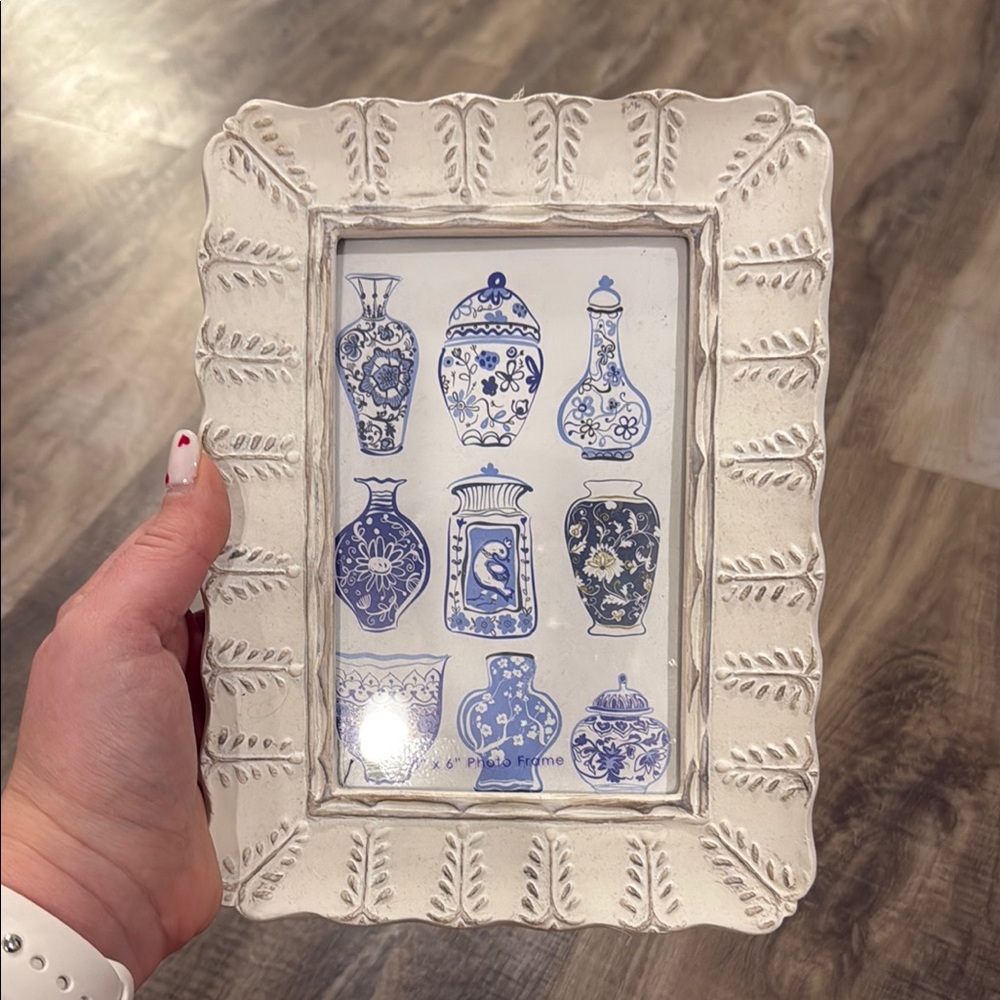 Elegant Blue and White Picture Frame Wall Decor